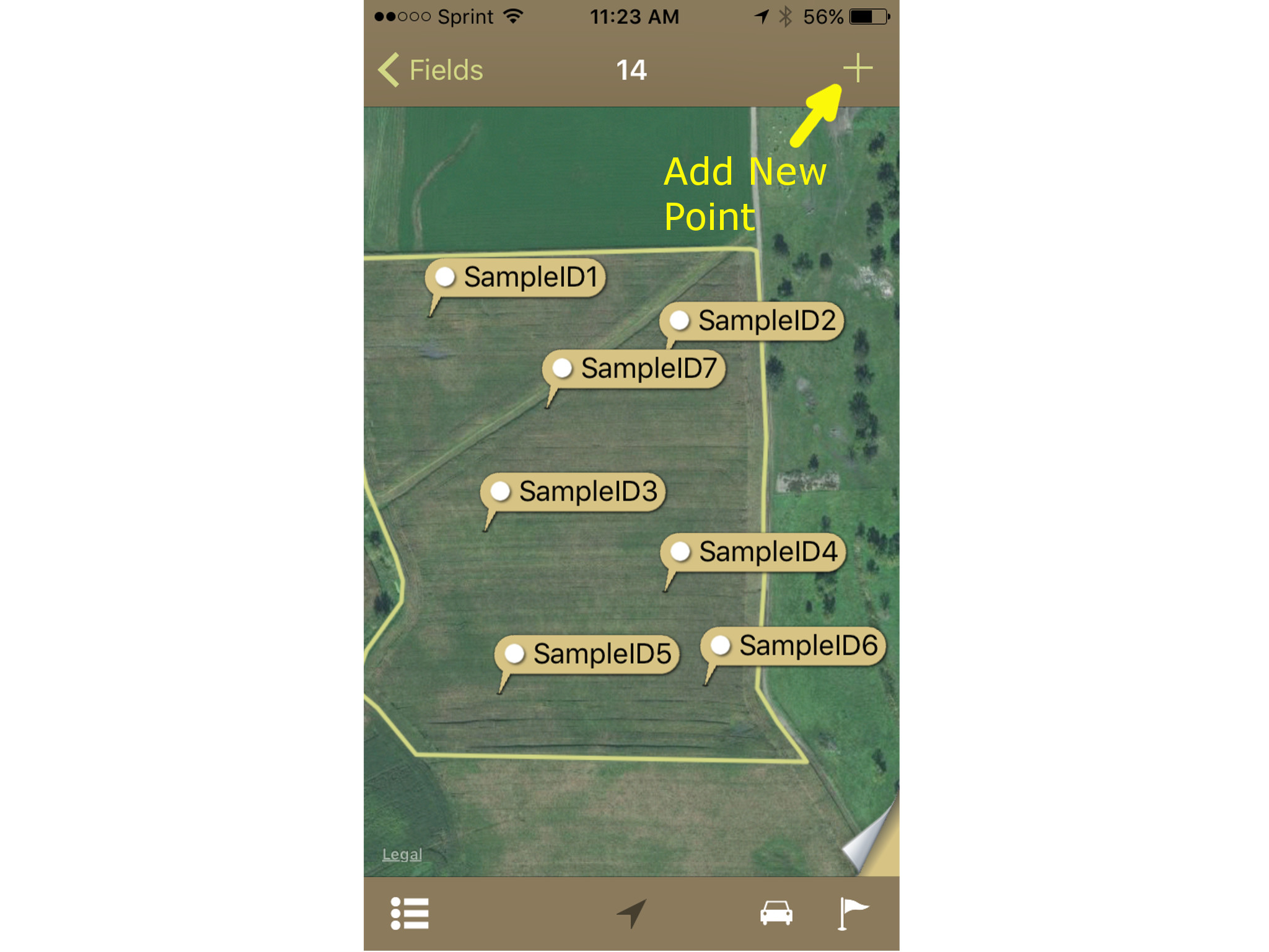 Add New Point in FieldX Sampling on iPhone