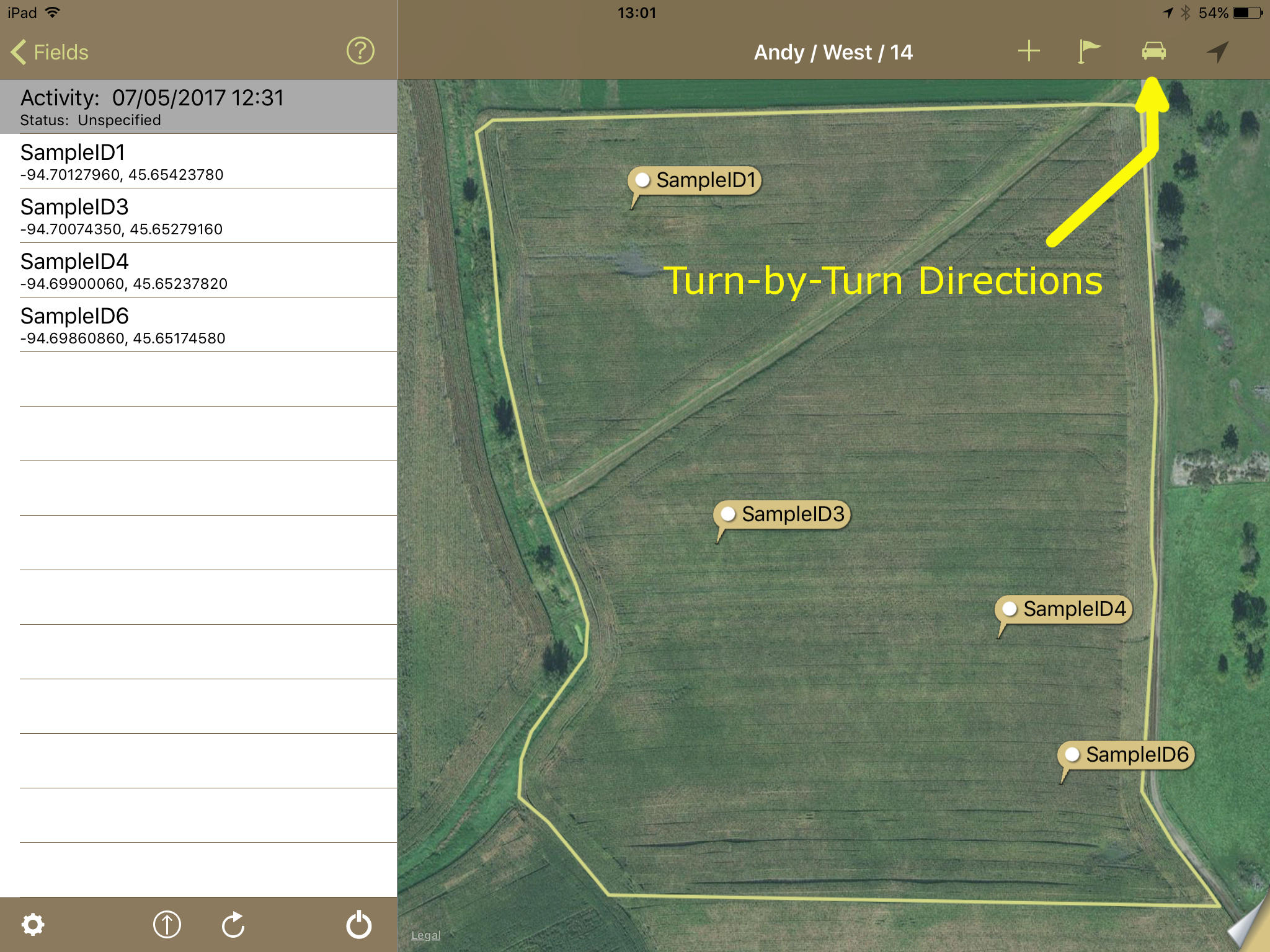 Turn by Turn Directions in iPad Sampling App